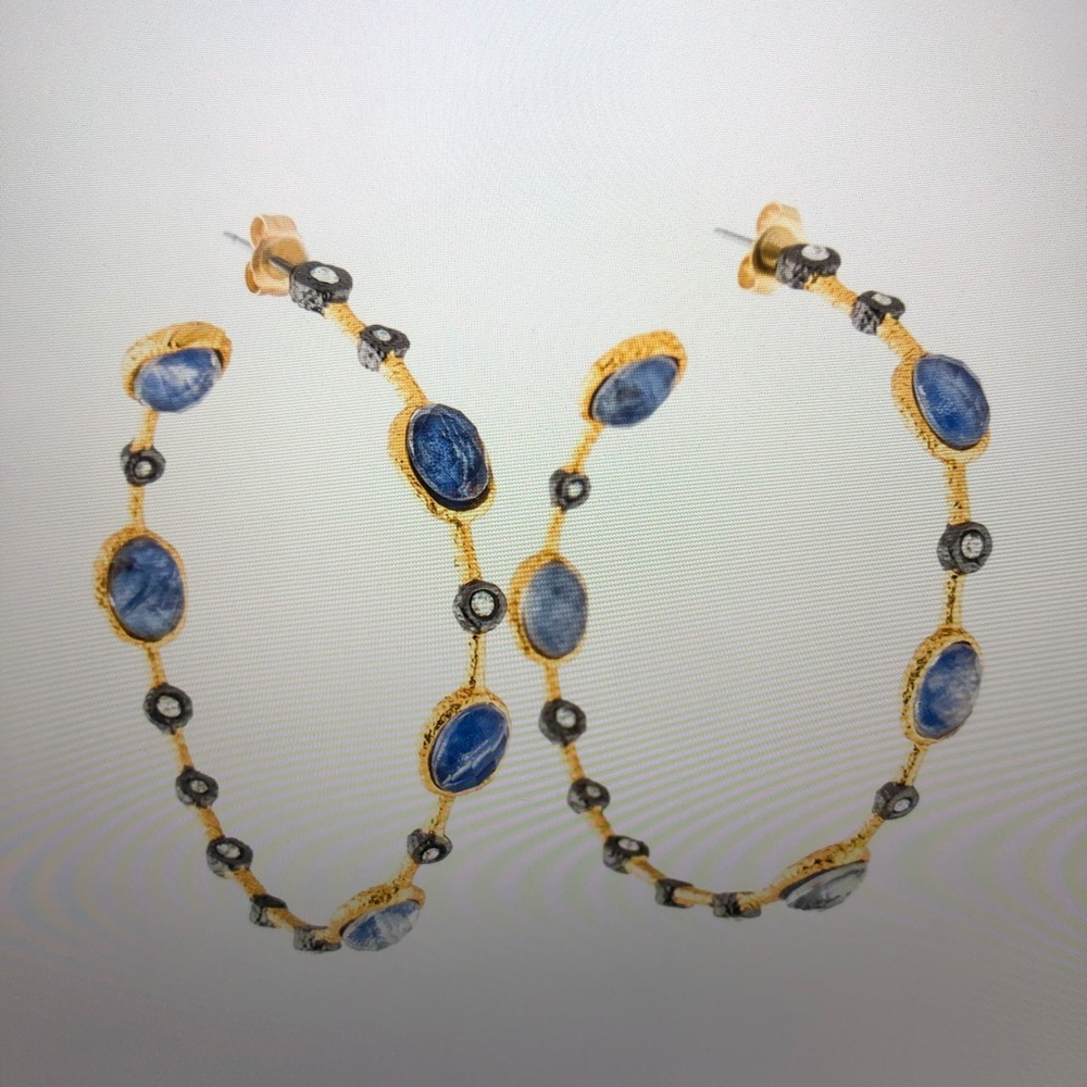 Crystal and Quartz Hoop Earrings